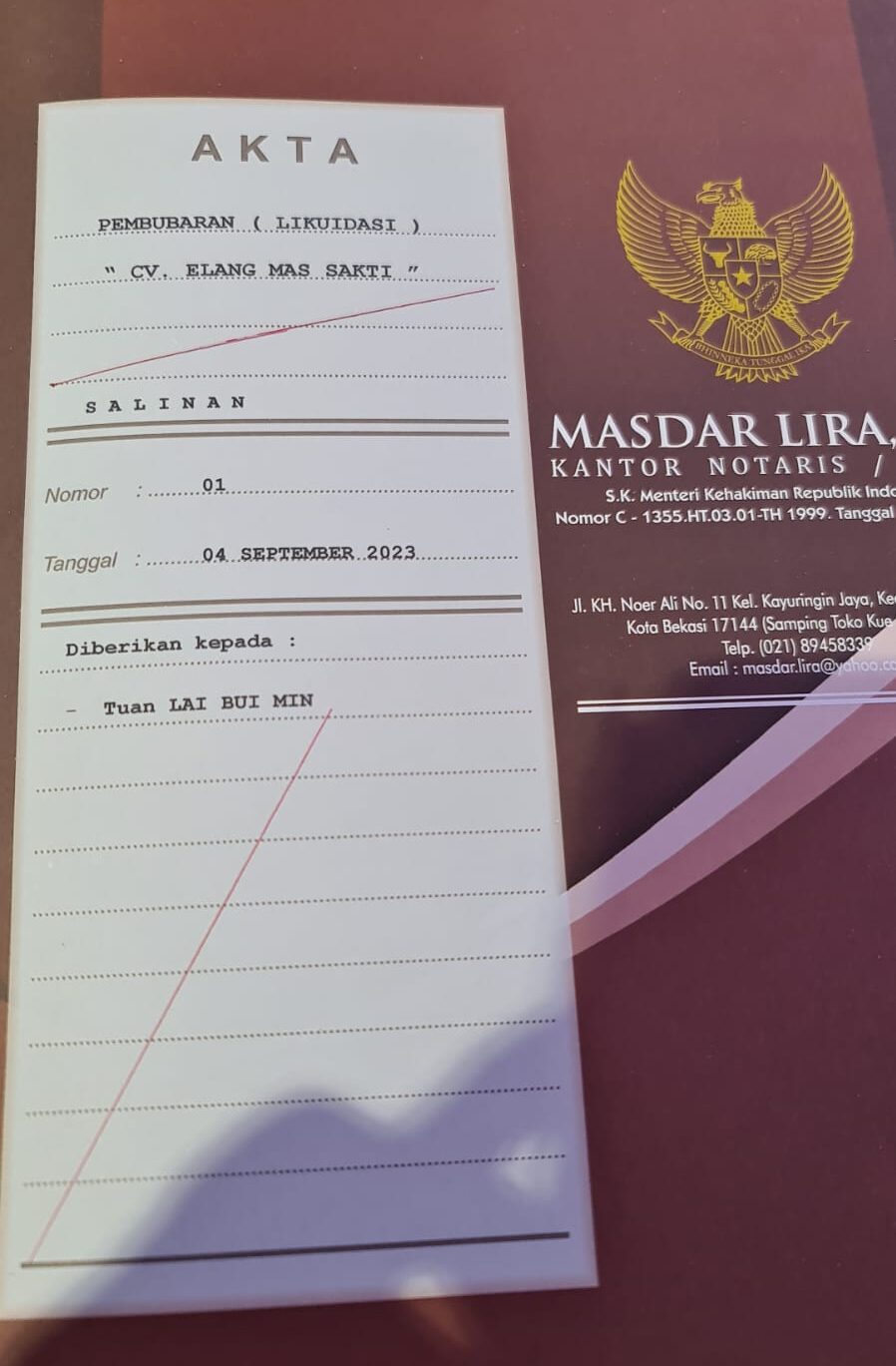 pengumuman CV ELANG MAS SAKTI