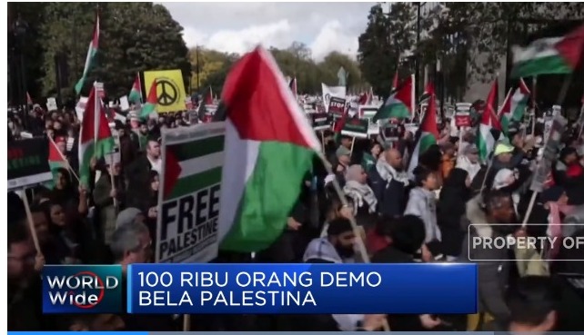 Dunia internasional protes turun jalan dan kecam genozida zionis israel . Minggu ( 5/11/2023 )