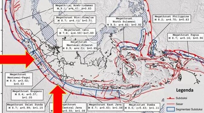 Dua zona Megathrust, yaitu Megathrust Selat Sunda dan Mentawai-Siberut ,Isu Gempa Tunggu Waktu ? 